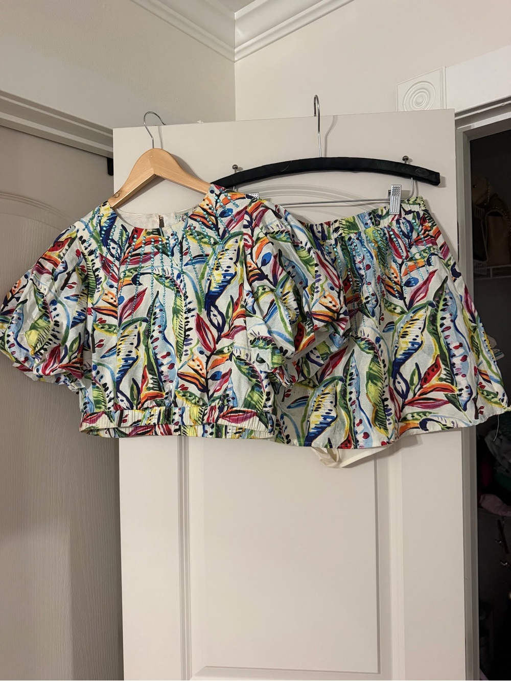 Tropical Leaf Print Two-Piece Set - Multicolor